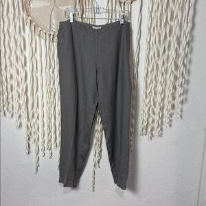 Eileen Fisher NWT Gray Heavy Linen Size Zip Pants with Pockets M